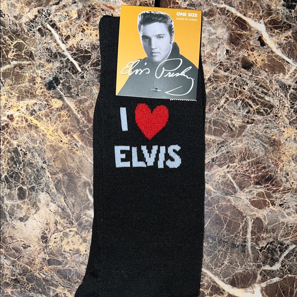 Elvis Presley Crew Black Socks - I Love Elvis Design NWT